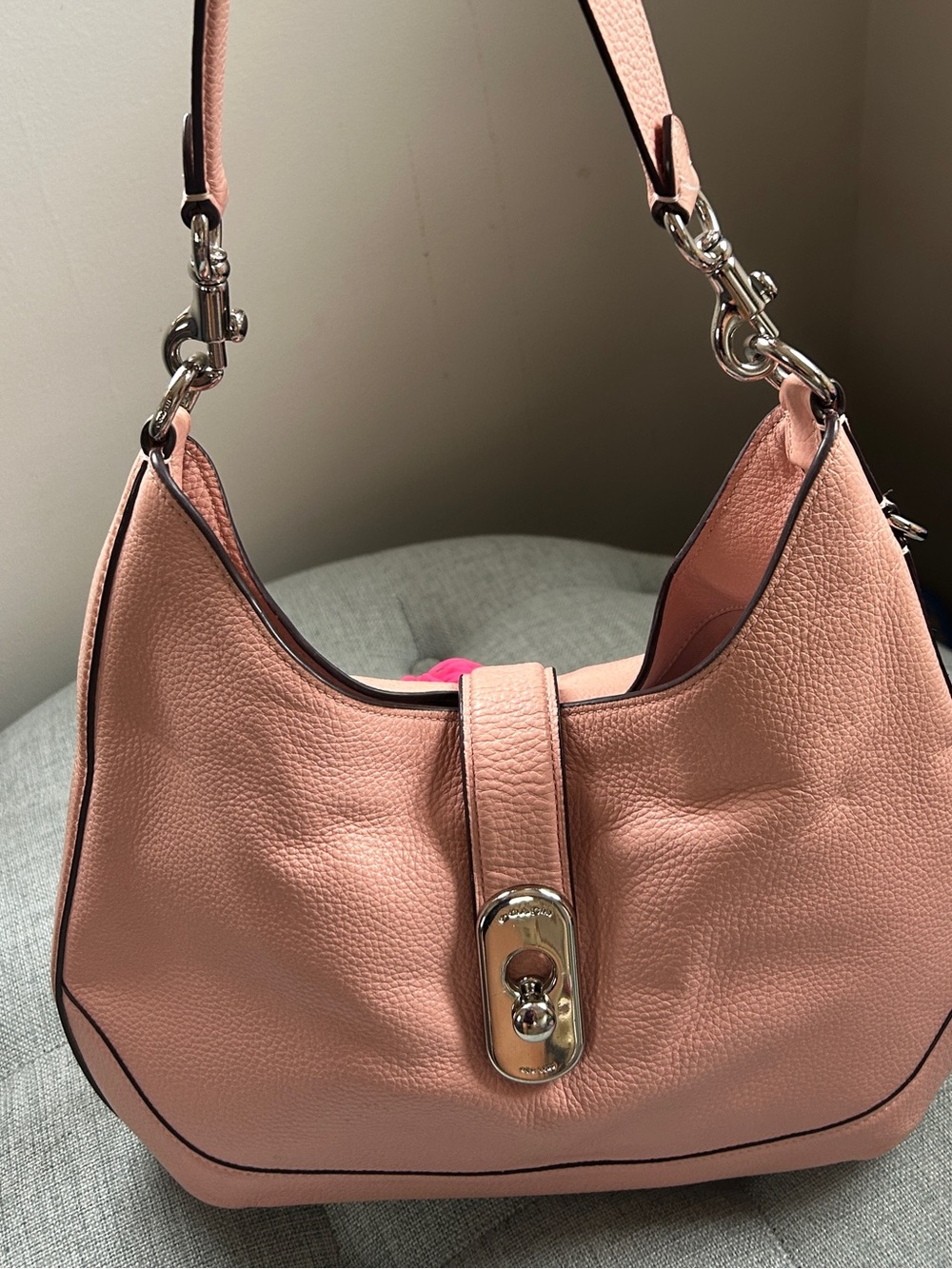 Coach Amber Hobo F48635 Petal Pink Pebbled Leather Shoulder Bag - Picture 2 of 12